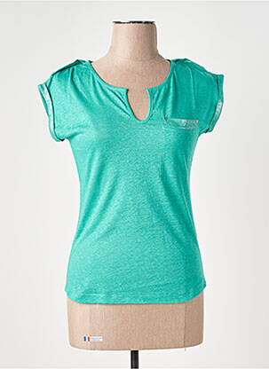 T-shirt col v manches courtes vert LE BOUDOIR D'EDOUARD femme