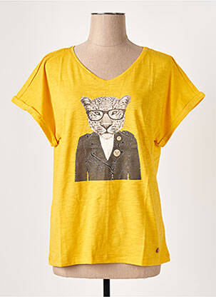 T-shirt col v manches courtes jaune LE BOUDOIR D'EDOUARD femme