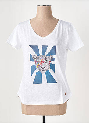 T-shirt col v manches courtes blanc LE BOUDOIR D'EDOUARD femme