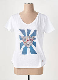 T-shirt col v manches courtes blanc LE BOUDOIR D'EDOUARD femme
