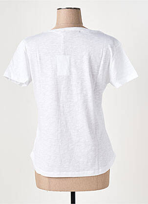 T-shirt col v manches courtes blanc LE BOUDOIR D'EDOUARD femme