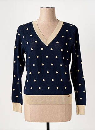 Pull col v manches longues bleu LE BOUDOIR D'EDOUARD femme
