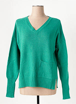 Pull col v manches longues vert LE BOUDOIR D'EDOUARD femme