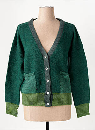 Gilet manches longues resserrée sur le bas vert LE BOUDOIR D'EDOUARD femme