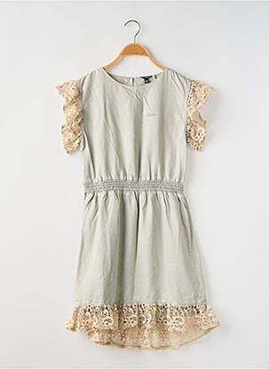 Robe mi-longue fermeture zippée au dos manches courtes vert GUESS fille