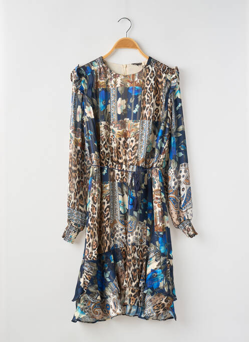 Robe mi-longue fermeture zippée au dos manches longues bleu GUESS fille