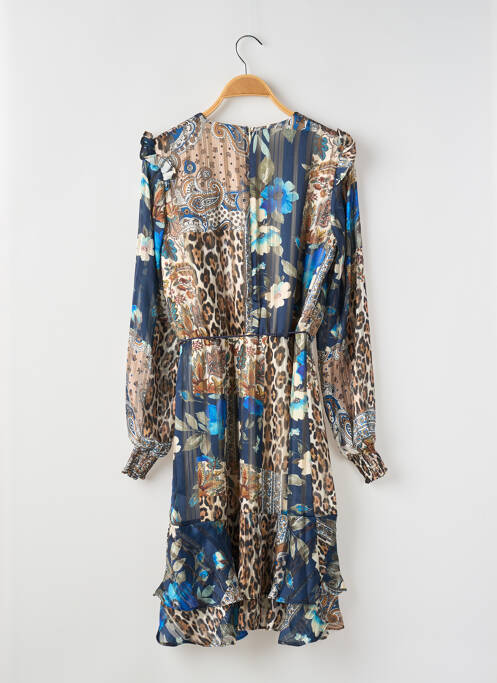 Robe mi-longue fermeture zippée au dos manches longues bleu GUESS fille