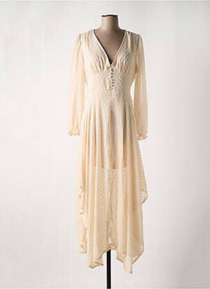 Robe longue manches longues manches longues beige L'OLIVE VERTE femme