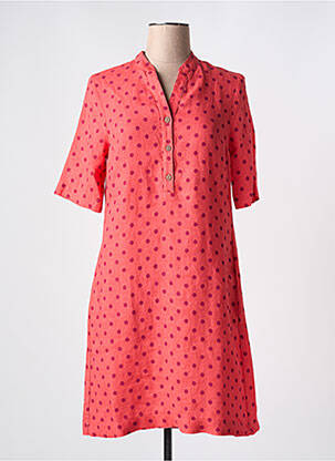 Robe mi-longue tissage crêpe manches courtes rouge LE BOUDOIR D'EDOUARD femme