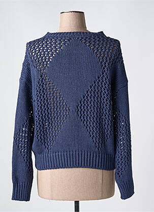 Pull maille ajourée manches longues bleu LE BOUDOIR D'EDOUARD femme