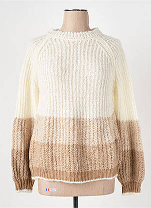 Pull coupe cintrée manches longues beige LE BOUDOIR D'EDOUARD femme