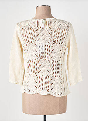 Pull maille ajourée manches 3/4 beige LE BOUDOIR D'EDOUARD femme