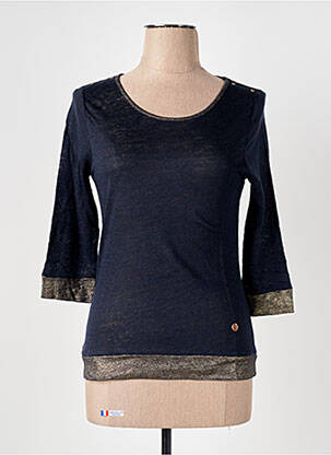 T-shirt coupe cintrée manches 3/4 bleu LE BOUDOIR D'EDOUARD femme