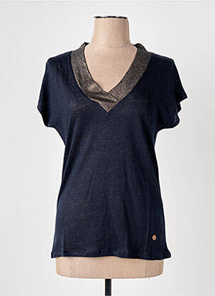 T-shirt col v manches courtes bleu LE BOUDOIR D'EDOUARD femme