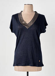 T-shirt col v manches courtes bleu LE BOUDOIR D'EDOUARD femme