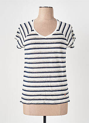 T-shirt col v manches courtes blanc LE BOUDOIR D'EDOUARD femme