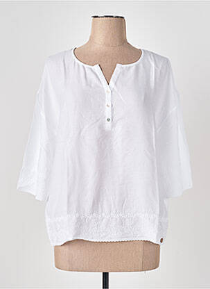 Blouse légère et transparente manches 3/4 blanc LE BOUDOIR D'EDOUARD femme