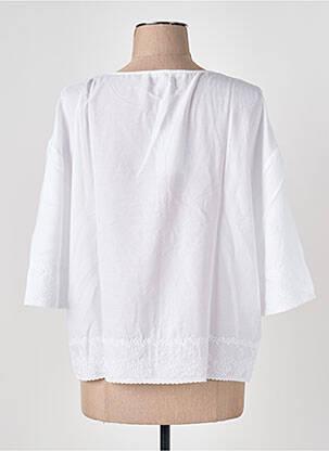 Blouse légère et transparente manches 3/4 blanc LE BOUDOIR D'EDOUARD femme