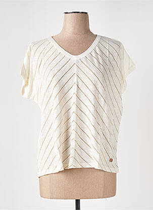 T-shirt coupe droite manches courtes beige LE BOUDOIR D'EDOUARD femme