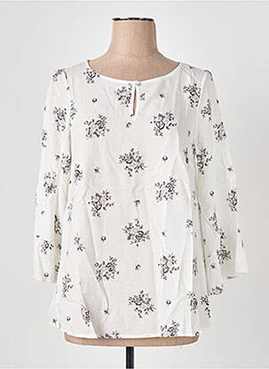 Blouse tissage popeline manches 3/4 blanc LE BOUDOIR D'EDOUARD femme