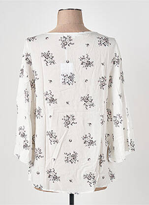 Blouse tissage popeline manches 3/4 blanc LE BOUDOIR D'EDOUARD femme