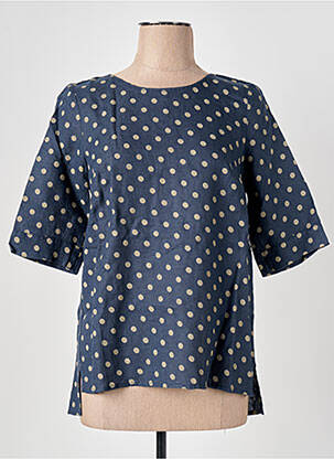 Blouse col rond manches courtes bleu LE BOUDOIR D'EDOUARD femme