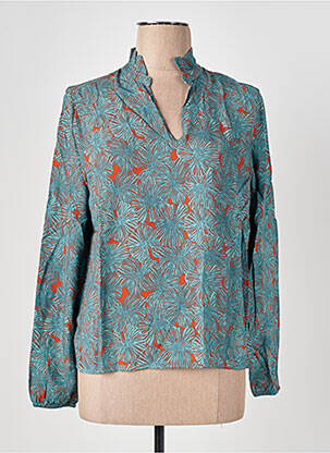 Blouse imprimé fantaisie manches longues bleu LE BOUDOIR D'EDOUARD femme