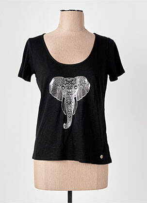 T-shirt sérigraphie floquée manches courtes noir LE BOUDOIR D'EDOUARD femme