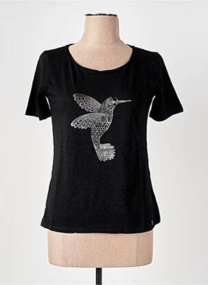 T-shirt sérigraphie floquée manches courtes noir LE BOUDOIR D'EDOUARD femme