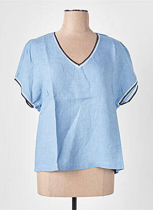 T-shirt col v manches courtes bleu LE BOUDOIR D'EDOUARD femme