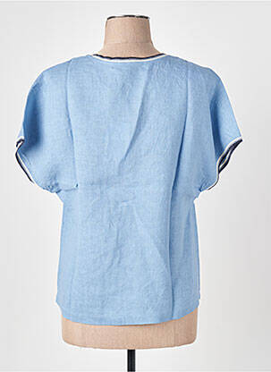 T-shirt col v manches courtes bleu LE BOUDOIR D'EDOUARD femme