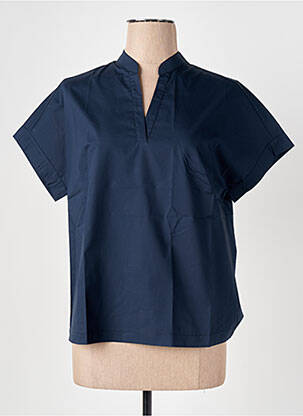 Blouse tissage popeline manches courtes bleu LE BOUDOIR D'EDOUARD femme
