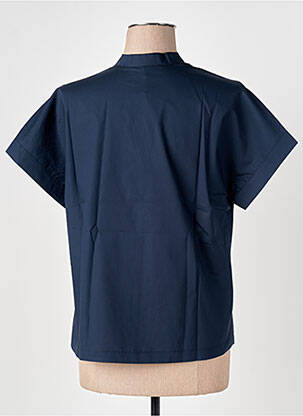 Blouse tissage popeline manches courtes bleu LE BOUDOIR D'EDOUARD femme
