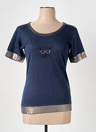 T-shirt coupe cintrée manches courtes bleu LE BOUDOIR D'EDOUARD femme
