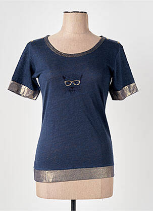 T-shirt coupe cintrée manches courtes bleu LE BOUDOIR D'EDOUARD femme