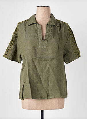 Blouse col v manches courtes vert LE BOUDOIR D'EDOUARD femme