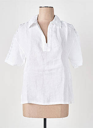 Blouse col v manches courtes blanc LE BOUDOIR D'EDOUARD femme