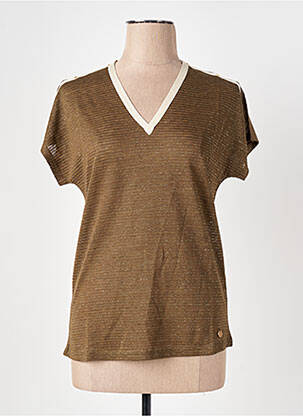 T-shirt col v manches courtes vert LE BOUDOIR D'EDOUARD femme