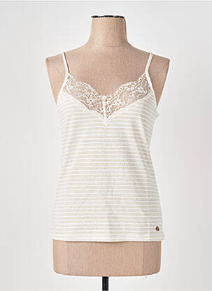 Top manches bretelles ajustables fines bretelles beige LE BOUDOIR D'EDOUARD femme