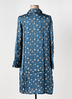 Robe mi-longue imprimé fleurs manches longues bleu LE BOUDOIR D'EDOUARD femme