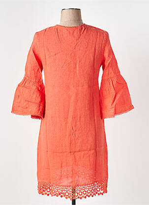 Robe mi-longue manches 3/4 manches 3/4 orange LE BOUDOIR D'EDOUARD femme