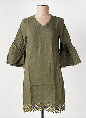 Robe mi-longue manches 3/4 manches 3/4 vert LE BOUDOIR D'EDOUARD femme