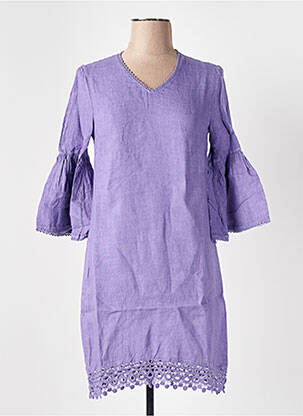 Robe mi-longue manches 3/4 manches 3/4 violet LE BOUDOIR D'EDOUARD femme