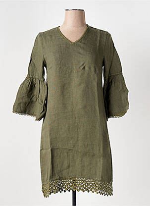 Robe mi-longue manches 3/4 manches 3/4 vert LE BOUDOIR D'EDOUARD femme