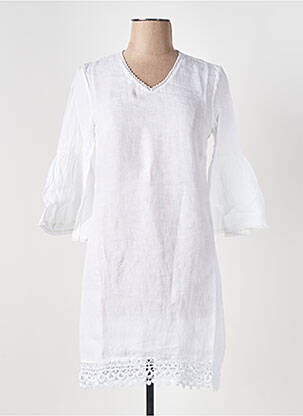 Robe mi-longue manches 3/4 manches 3/4 blanc LE BOUDOIR D'EDOUARD femme