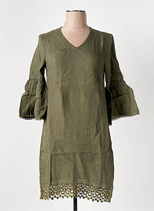 Robe mi-longue manches 3/4 manches 3/4 vert LE BOUDOIR D'EDOUARD femme