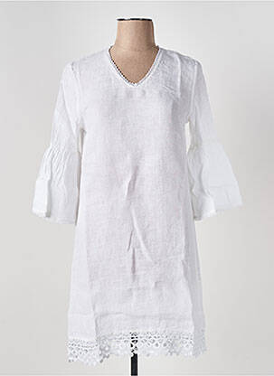 Robe mi-longue manches 3/4 manches 3/4 blanc LE BOUDOIR D'EDOUARD femme