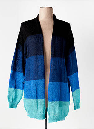 Gilet manches longues maille tricot bleu LE BOUDOIR D'EDOUARD femme