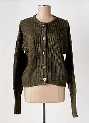 Gilet manches longues col rond vert LE BOUDOIR D'EDOUARD femme