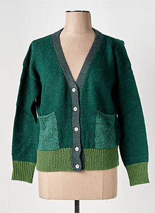 Gilet manches longues coupe cintrée vert LE BOUDOIR D'EDOUARD femme